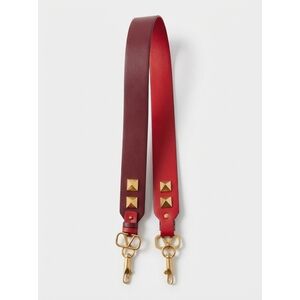 NEW VALENTINO women's rockstud reversible leather bag strap in red/burgundy